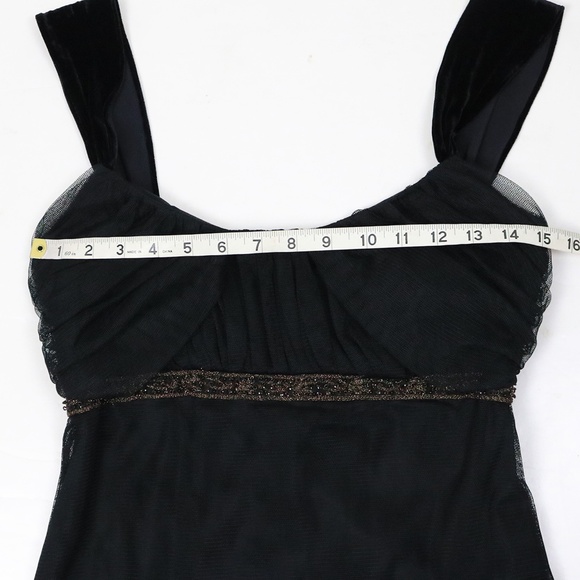 Vera Wang Women's Size 4 Black Empire Waist Mesh Tulle Overlay Goth Witch Beaded - Picture 9 of 14